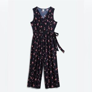 Stitch Fix KAILEIGH Delaney Knit Cropped Jumpsuit Floral Print Sz Large